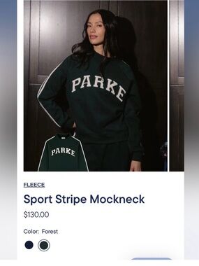 SOLD OUT Parke Forest Green Sport Stripe Mockneck Sweater